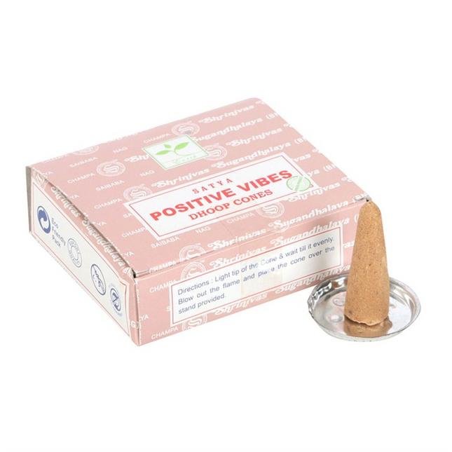 Set of 12 Positive Vibes Dhoop Incense Cones by Satya (6/30)