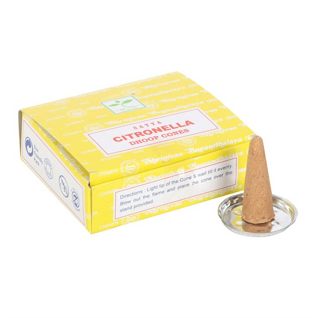 Set of 12 Citronella Dhoop Incense Cones by Satya (6/30)
