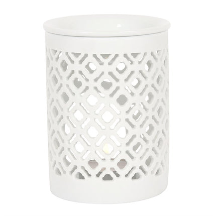 White Matte Lattice Cut Oil Burner