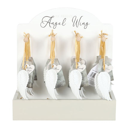 Set of 24 Angel Wing Hanging Decorations on Display