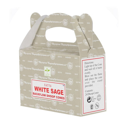 Set of 6 White Sage Backflow Dhoop Cones by Satya (6/30)